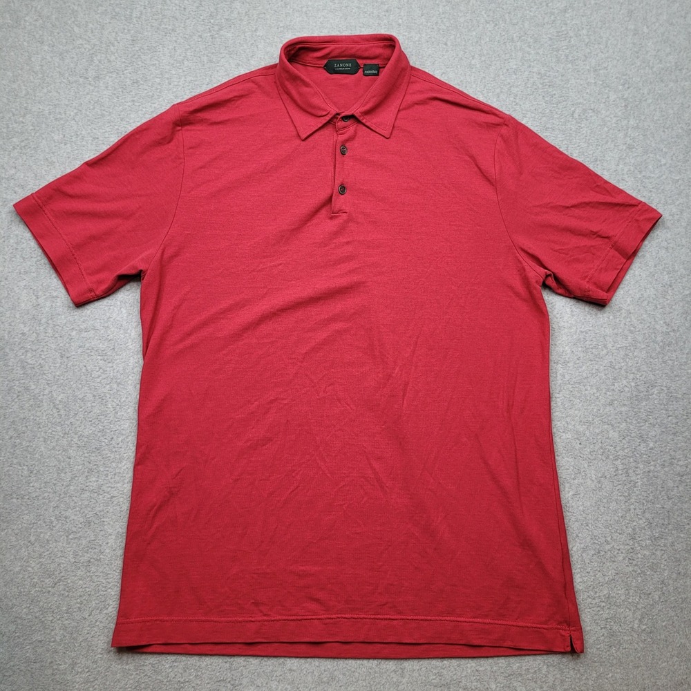 Zanone Polo Shirt Mens Large Red Ice Cotton Short Sleeve Made in Italy Size 54